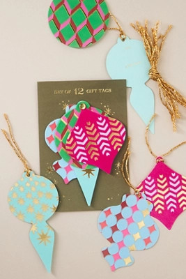 Flocked Velvet Ornament Paper Gift Tags, Set of 12 | Anthropologie (US)