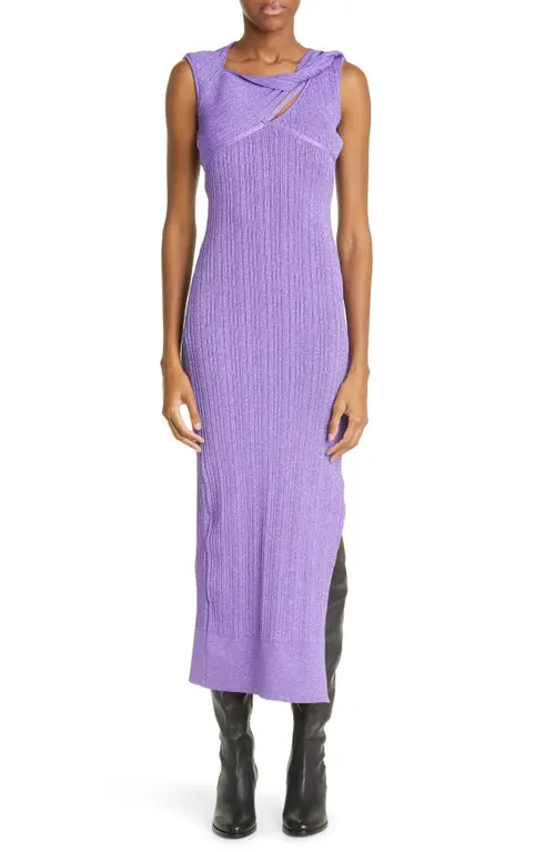 Aknvas Sevrine Cutout Ribbed Body-Con Dress in Purple at Nordstrom, Size Large | Nordstrom