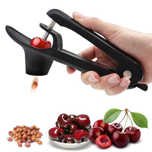 Dcoinc Cherry Pitter Tool Pit Remover, Heavy-Duty Stainless Steel Cherry Pitter Tool with Hand-held Push Design, Portable Cherry Pitters Tool for Making Cherry Jam(Black) | Amazon (US)