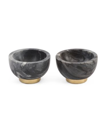 2pk 4in Marble Bowls On Stand | TJ Maxx