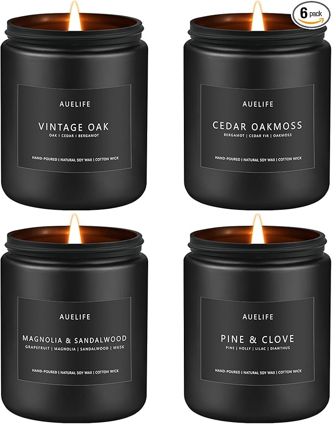 Scented Candles Set | Masculine Candle, Gifts for Men - Soy Candles for Home Scented - 4 Pack Aro... | Amazon (US)