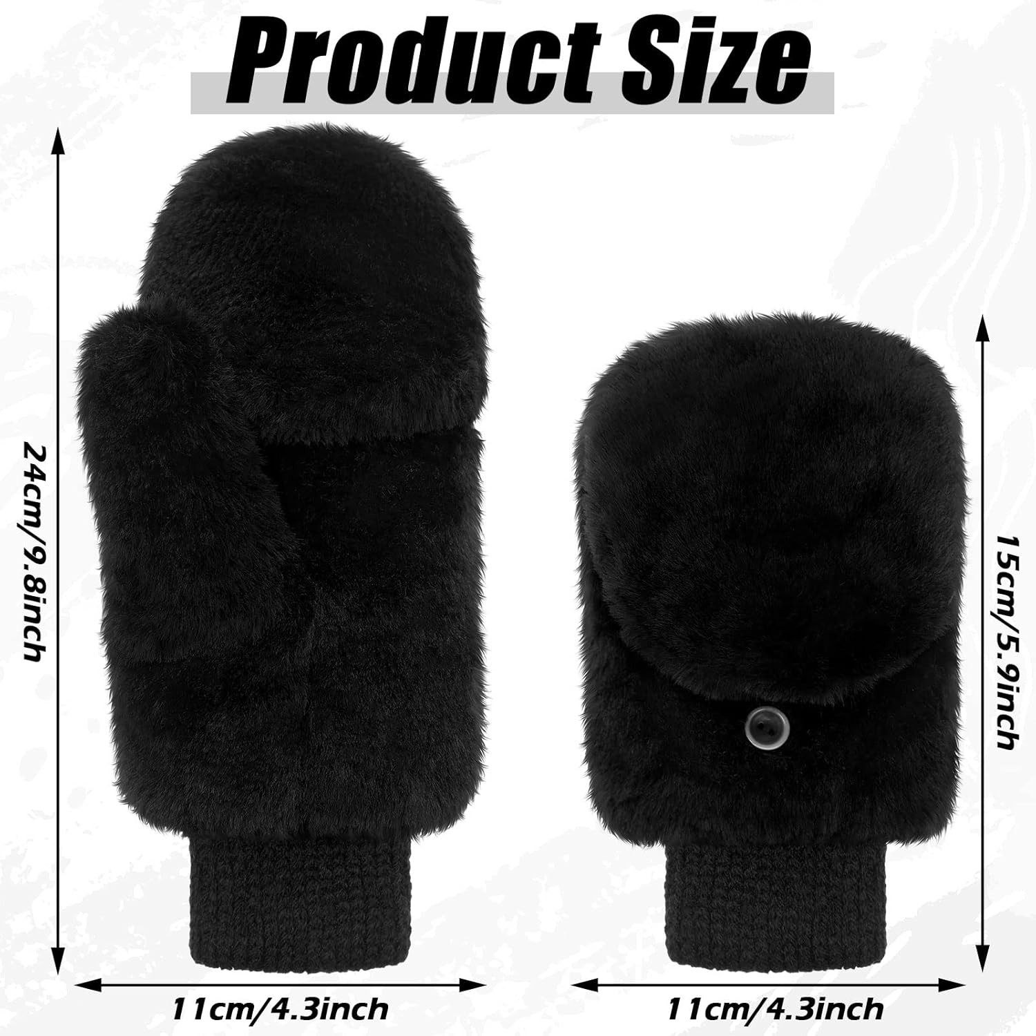 Women Mittens Winter Fur Gloves Flip Cover Gloves with Faux Fur Convertible Warm Flip Top Mitten ... | Amazon (UK)