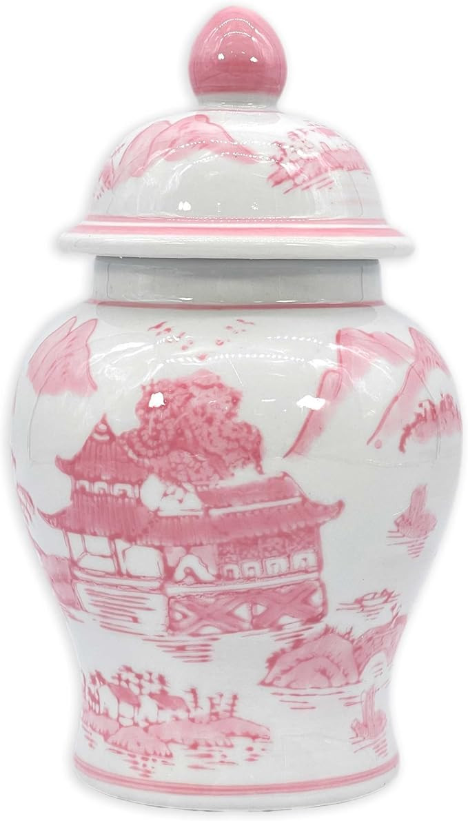 Galt International 8" Ceramic Ginger Jar w/Lid - Classic Chinese Style Porcelain Jar Tea Storage ... | Amazon (US)