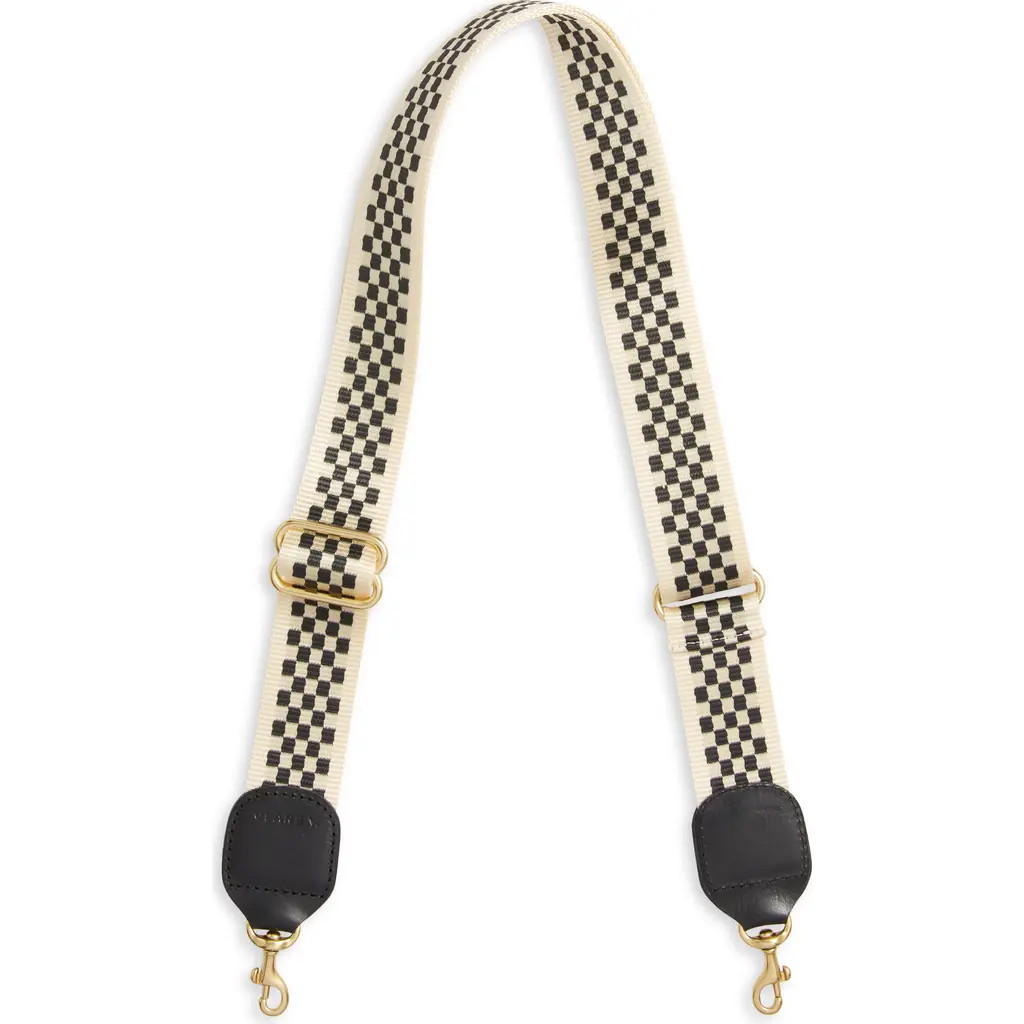 Clare V. Adjustable Crossbody Strap in Black/Cream Checker Webbing at Nordstrom | Nordstrom