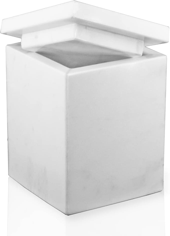 WORHE Marble Cotton Swab Ball Holder with Lid White Marble Canister for Qtips Jewelry Necklace Ri... | Amazon (US)