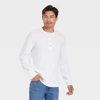 Men's Long Sleeve Textured Henley Shirt - Goodfellow & Co™ | Target