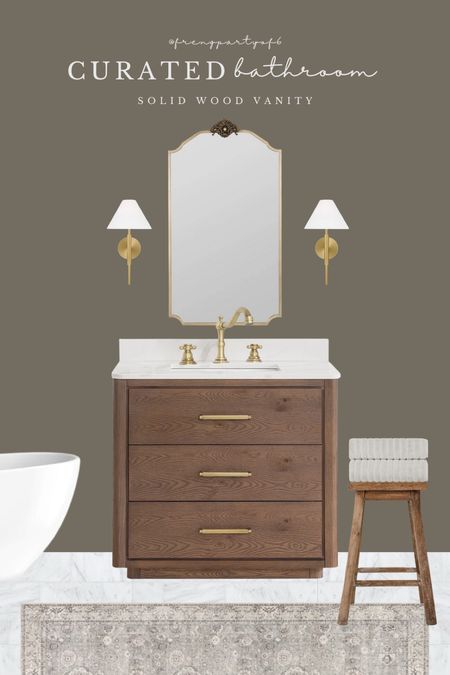 Curated bathroom! I shared this vanity the other day and everyone (including me) went nuts for it! It’s solid wood, and so so pretty. Comes in multiple sizes, including double sinks!

#LTKhome #LTKstyletip