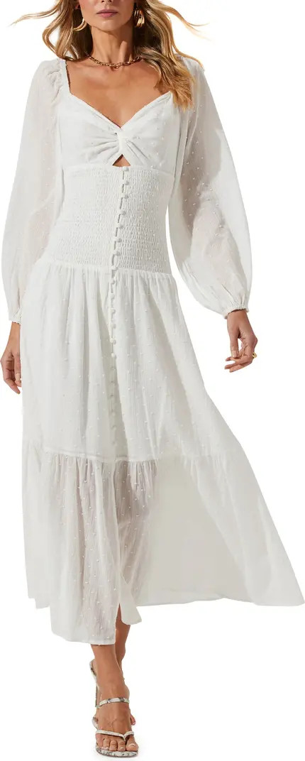 Twist Bust Long Sleeve Midi Dress | Nordstrom