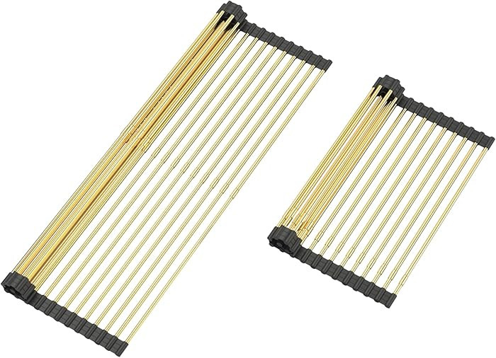 Large Telescopic Draining Rack, Gold Roll Up Heat-Resistant Dish Drainer for Stainless Steel Sink... | Amazon (US)