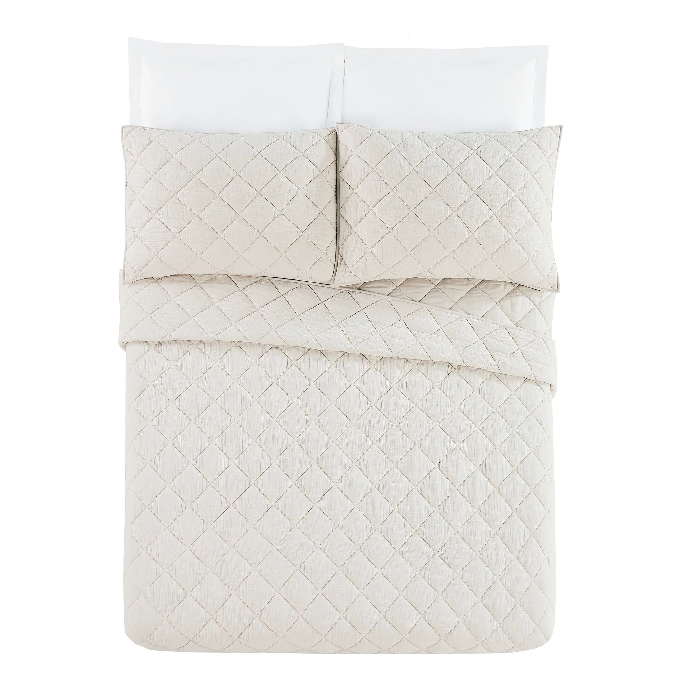 Better Homes & Gardens Papyrus Beige Diamond Gauze Quilt, King - Walmart.com | Walmart (US)