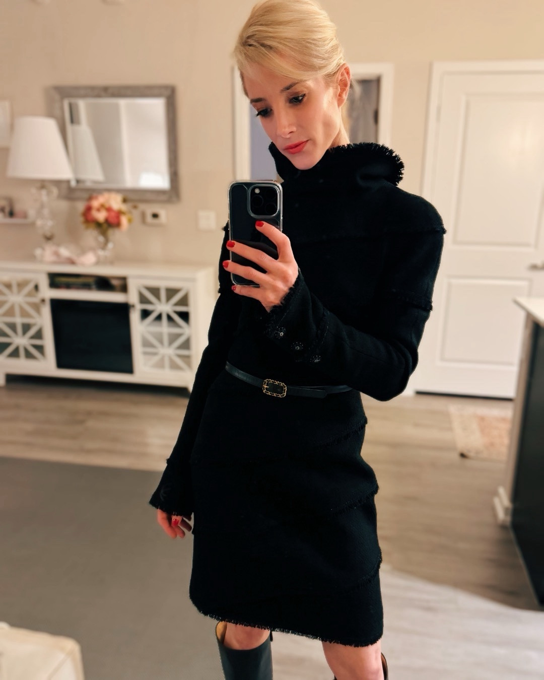 Night out in Palm Beach look! This ensemble effortlessly combines style and comfort, making it a go-to choice for those seeking a classic and refined appearance.

The elegance of a black turtleneck sweater dress provides a versatile canvas for chic styling. Paired with tall black boots, the ensemble achieves a seamless and elongated silhouette. The sleek, monochromatic palette creates a sophisticated and timeless look, emphasizing simplicity and sophistication. The turtleneck's neckline adds a touch of refinement, while the sweater dress brings comfort and warmth to the ensemble, making it suitable for various occasions.

#LTKstyletip #LTKworkwear #LTKSeasonal