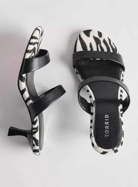 Double Strap Heeled Sandal (WW) in Silver | Torrid (US & Canada)