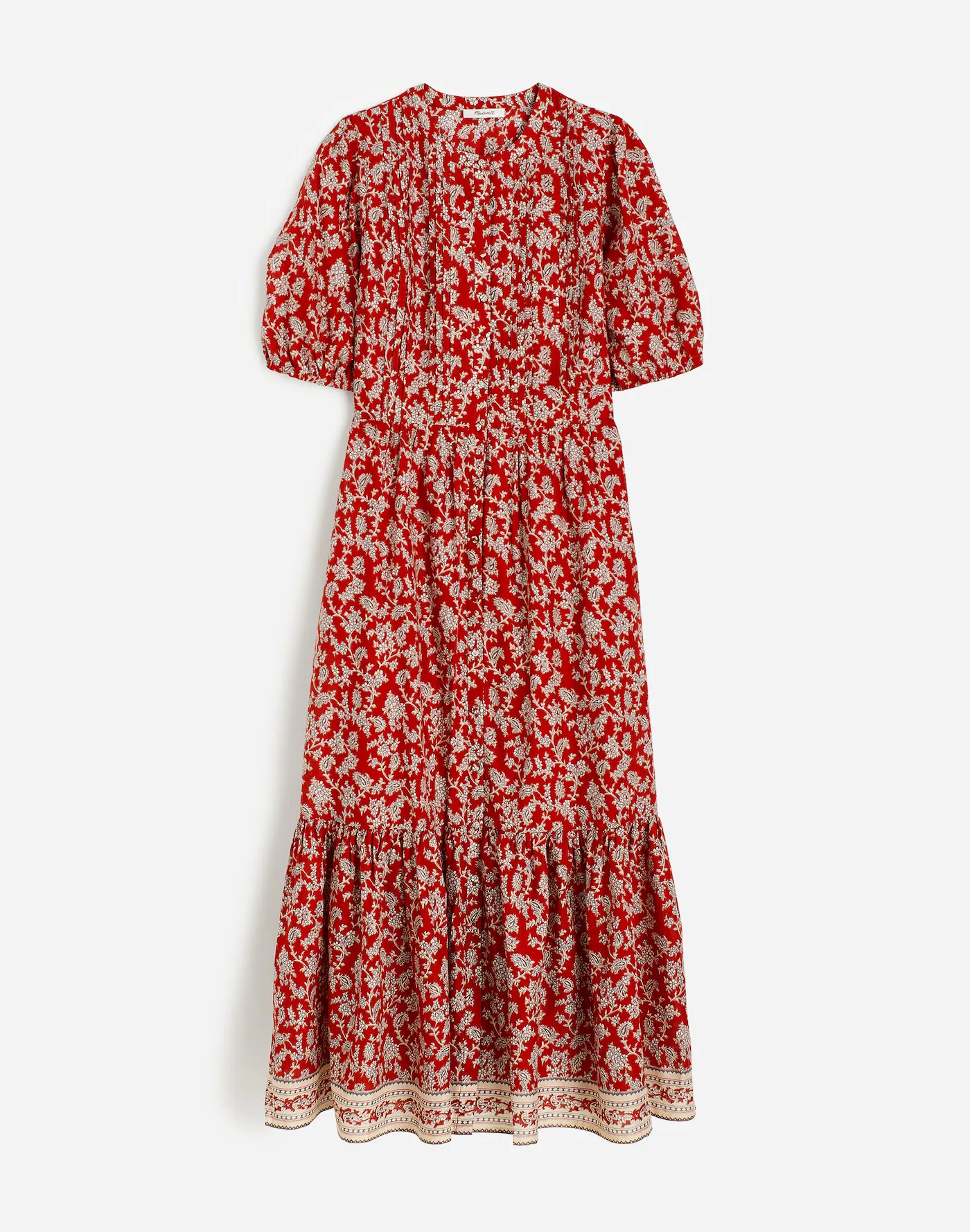Pintucked Puff-Sleeve Midi Dress in Floral | Madewell | Madewell