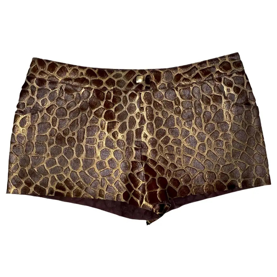 UNWORN Chanel Metallic Fur Giraffe Animal Print Safari Hot Pants Shorts 40 | 1stDibs