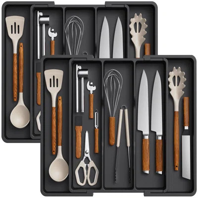 Utensil Organizer For Kitchen Drawers, Expandable Cooking Utensil Tray, Adjustable Cutlery Silverware Flatware Holder, Plastic Kitchen Spatula Tools A | Wayfair North America