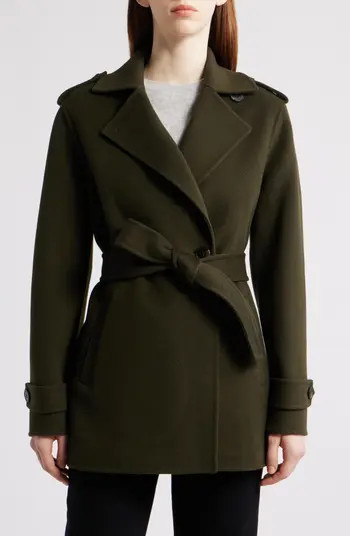 Double Face Wool Blend Crop Trench Coat | Nordstrom Rack