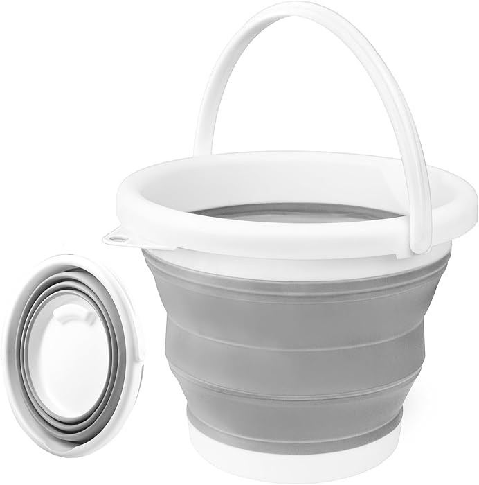 Collapsible Bucket with Handle 10L(2.6 Gallon), Portable Mop Bucket for Cleaning, Silicone Ice Bu... | Amazon (US)