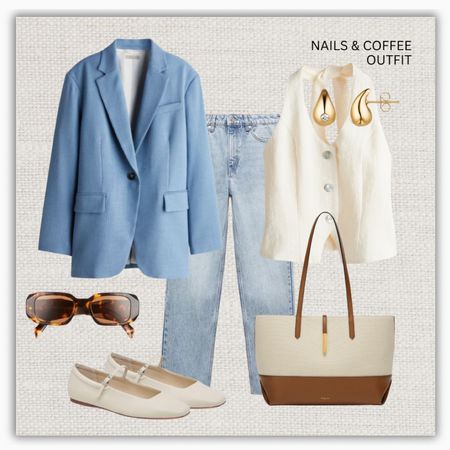 Nails and coffee outfit 💅🏼

‼️Don’t forget to tap 🖤 to add this post to your favorites folder below and come back later to shop

Make sure to check out the size reviews/guides to pick the right size

Blue linen jacket, linen blazer, summer outfit, jeans look, cropped mid wash jeans, cream halter top, cream waistcoat, demellier tote bag, mary jane flats, tortoise sunglasses

#LTKSeasonal #LTKStyleTip