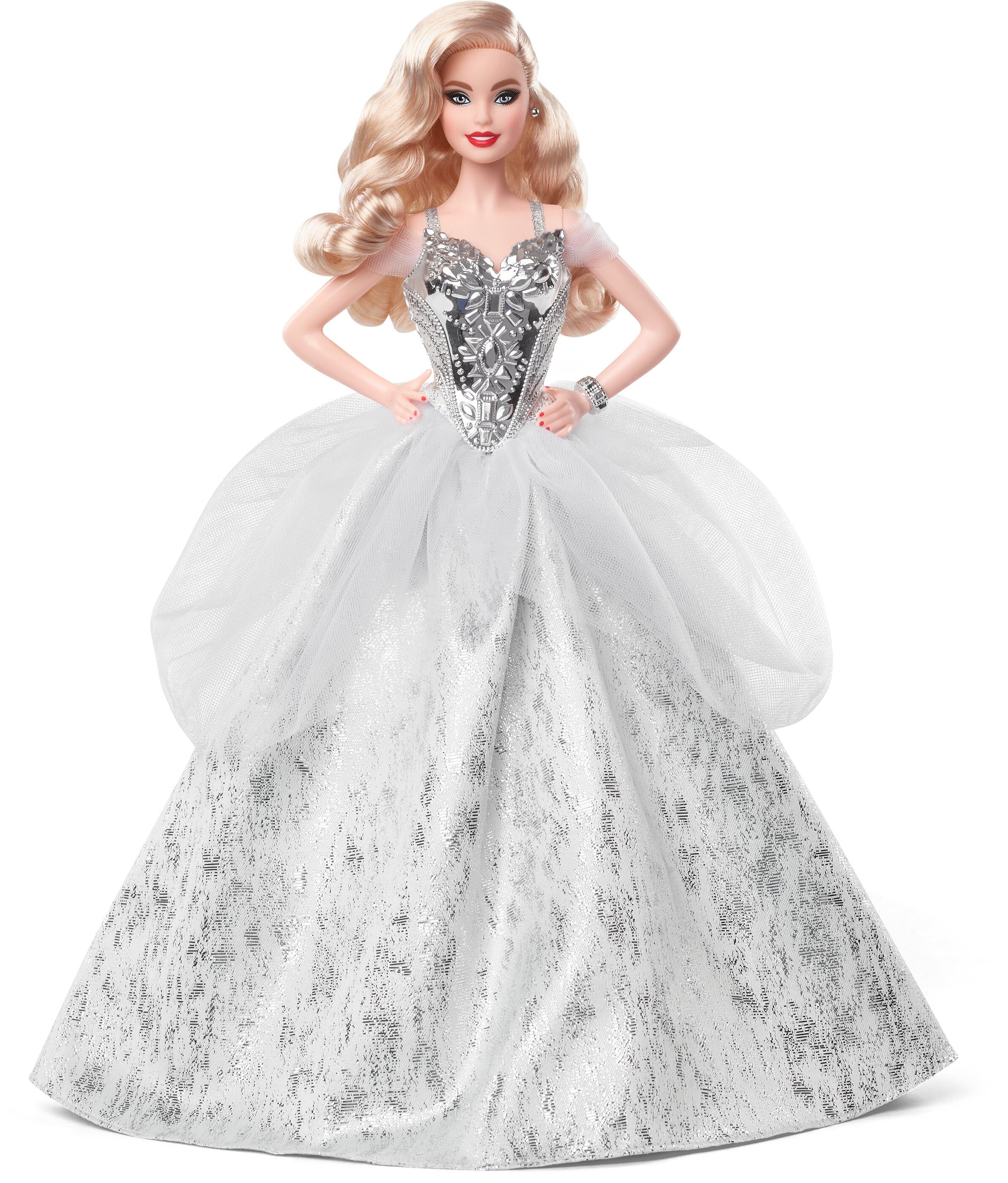 Barbie Signature 2021 Holiday Barbie Doll (12-Inch, Blonde W Avy Hair) In Silver Gown - Walmart.c... | Walmart (US)