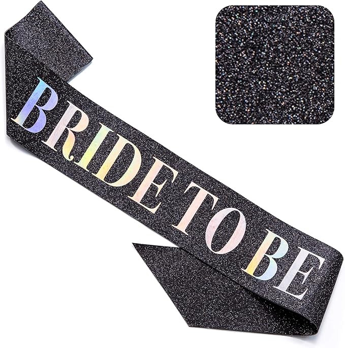 CORRURE 'Bride to Be' Sash for Bachelorette Party - Bridal Shower Black Glitter Sash with Multico... | Amazon (US)