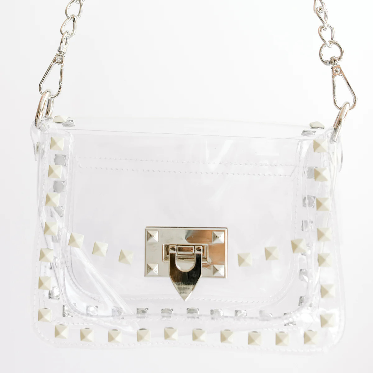 The Jackie in White & Silver | Clearly Handbags
