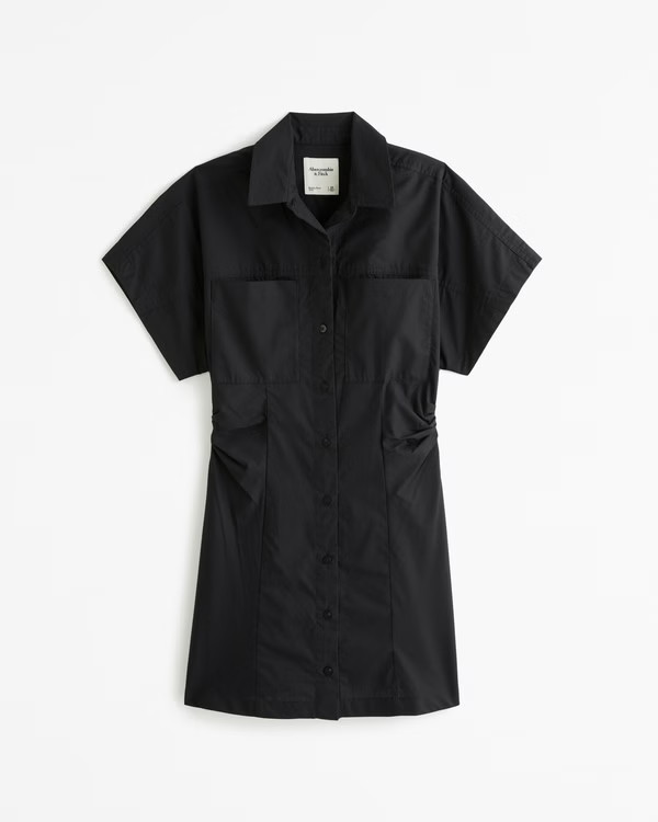 Short-Sleeve Poplin Shirt Dress | Abercrombie & Fitch (US)