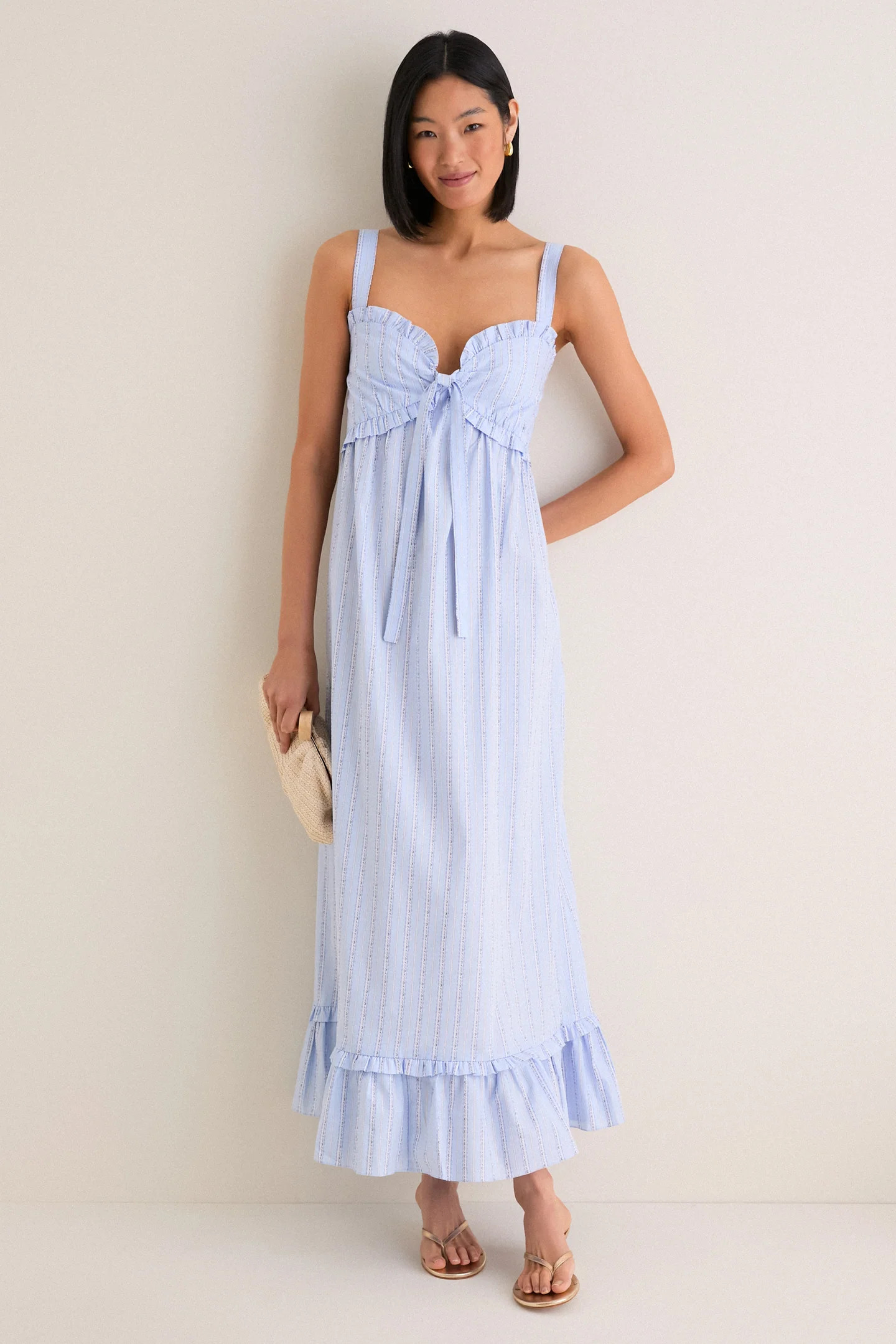 Sky Blue Striped Ruffle Maxi Dress | Tuckernuck (US)
