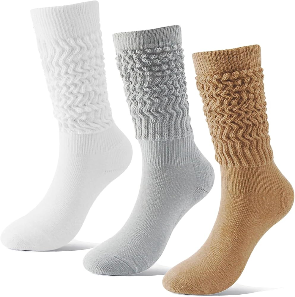 BONANGEL Slouch Socks for Woman,3 Pairs Scrunch Slouchy Socks Women,Long Scrunchy Tube Boot Socks... | Amazon (US)