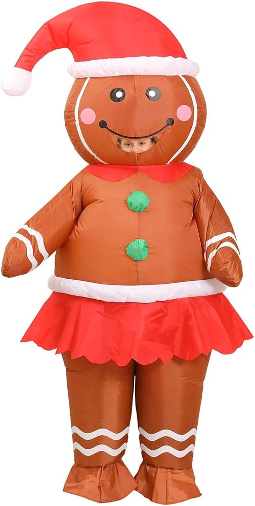 Gingerbread Costume Kids,Ages 9-12 Inflatable Christmas Costumes,Blow up Xmas Ginger bread man (H... | Amazon (US)