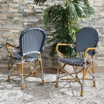 Safavieh Hooper Outdoor Stacking Arm Chair, Set of 2 - Navy/White | Walmart (US)