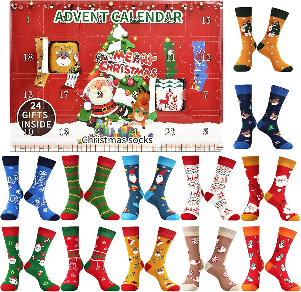 Jeasona Advent Calendar 2025 for Men Women Kids Teens 12 Pairs Christmas Socks Christmas Gifts | Amazon (CA)
