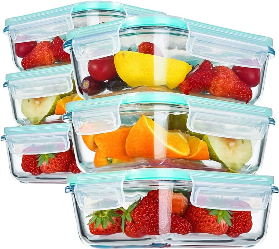 YEBODA Glass Food Storage Containers with Airtight Snap Locking Lids BPA Free Meal Prep Container... | Amazon (US)