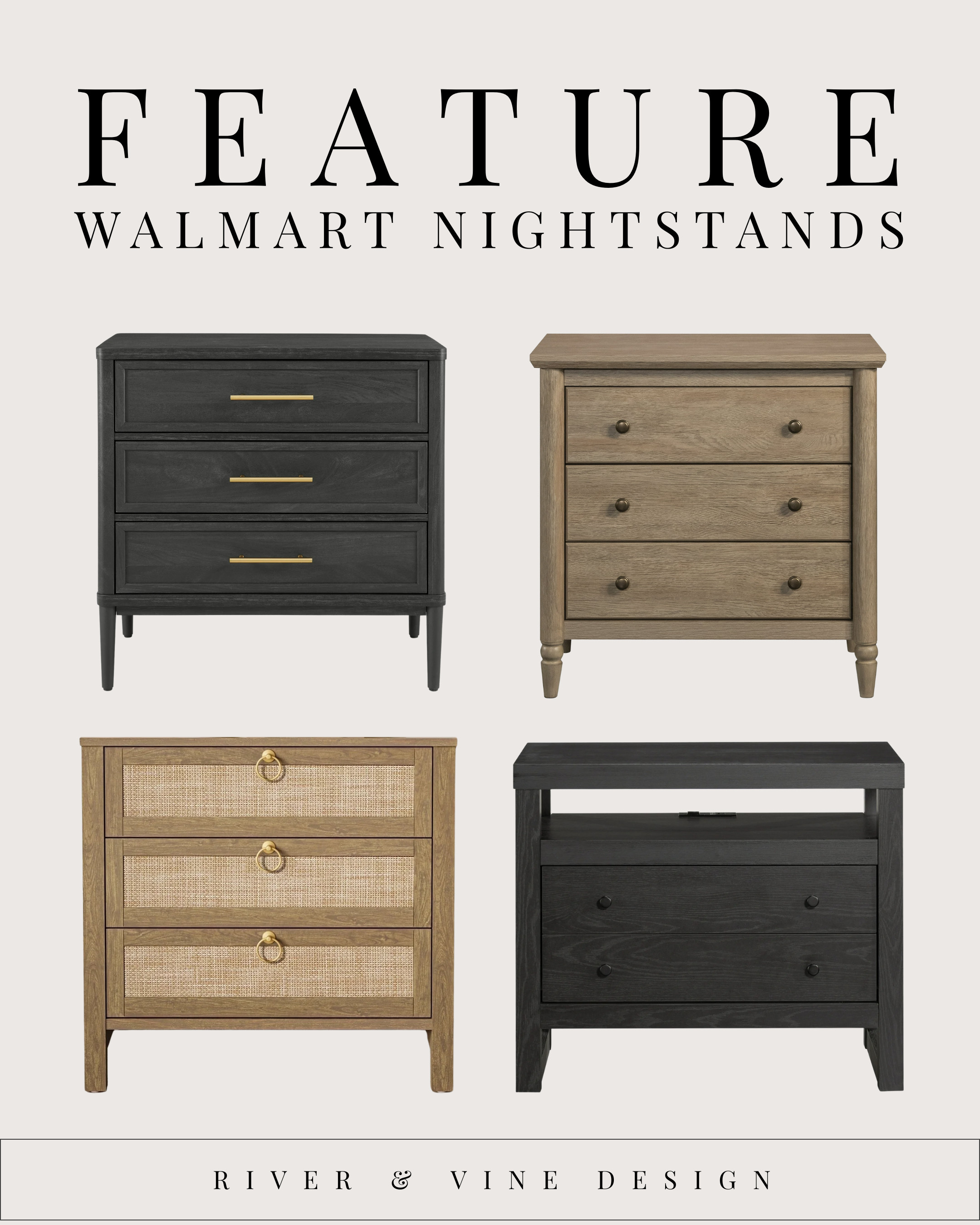 Walmart nightstands… but make them designer-adjacent 🖤✨

These are the kind of pieces you buy thinking “temporary” — and then never replace. Clean lines, good proportions, neutral finishes that play nicely with almost any bed or headboard.

Why these work: a simple nightstand with drawers does two things at once — it grounds the bed visually and hides all the not-so-aesthetic essentials (chargers, books, lip balm chaos).

If you’re upgrading a bedroom without blowing the budget, this is one of the smartest places to save.
Tap to shop before your current nightstand embarrasses you one more night 😌🛏️ 

 #LTKHome