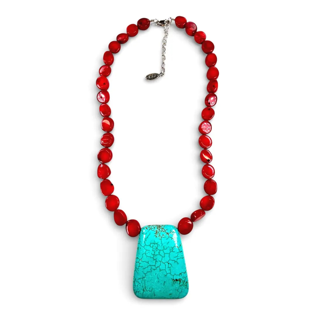 Vintage EXEX Claudia Agudelo Turquoise & Red Coral Necklace - 925 Silver - Etsy | Etsy (US)