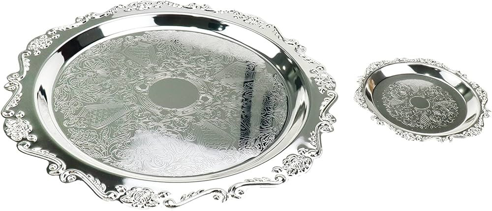 Quluxe Round Platter Serving Tray Metal Reusable Decorative Appetizer Platter Dessert Plate for K... | Amazon (US)