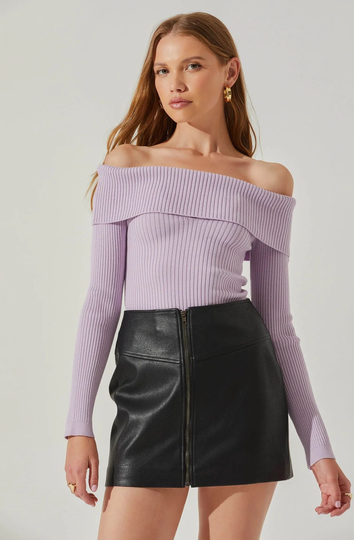 Ainsley Ribbed Off Shoulder Sweater | ASTR The Label (US)