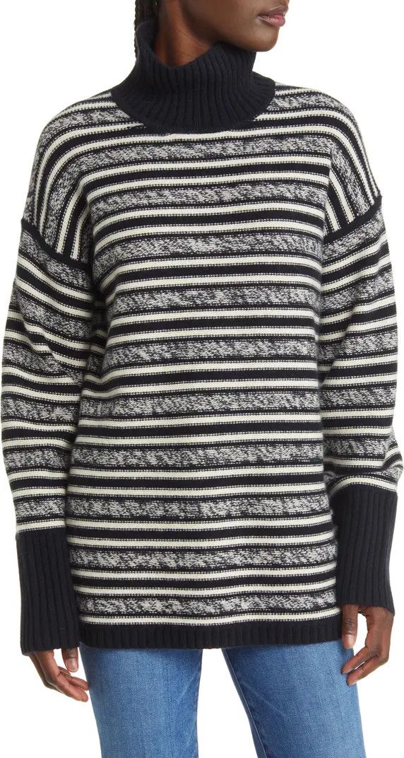 Stripe Mock Neck Cashmere Sweater | Nordstrom