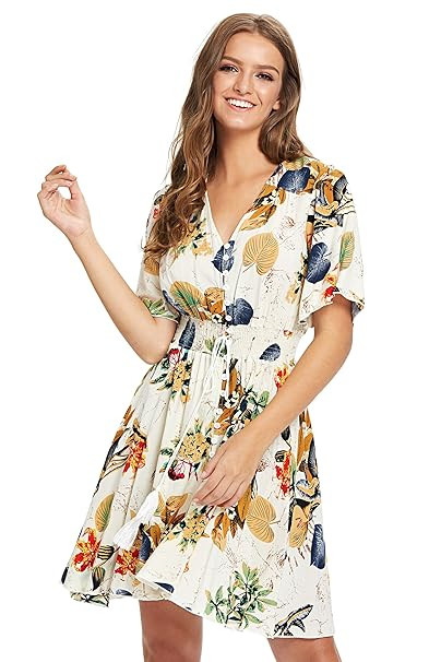 Milumia Women's Boho Button Up Split Floral Print Flowy Party Dress | Amazon (US)