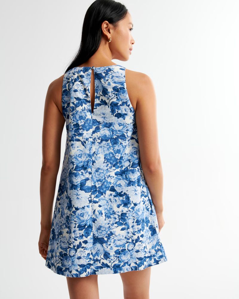 Women's High-Neck Linen-Blend Mini Dress | Women's Dresses & Jumpsuits | Abercrombie.com | Abercrombie & Fitch (US)