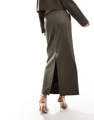 Pretty Lavish tailored maxi skirt co-ord in bark | ASOS (Global)