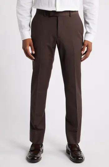Solid Slim Fit Wool Blend Trousers | Nordstrom