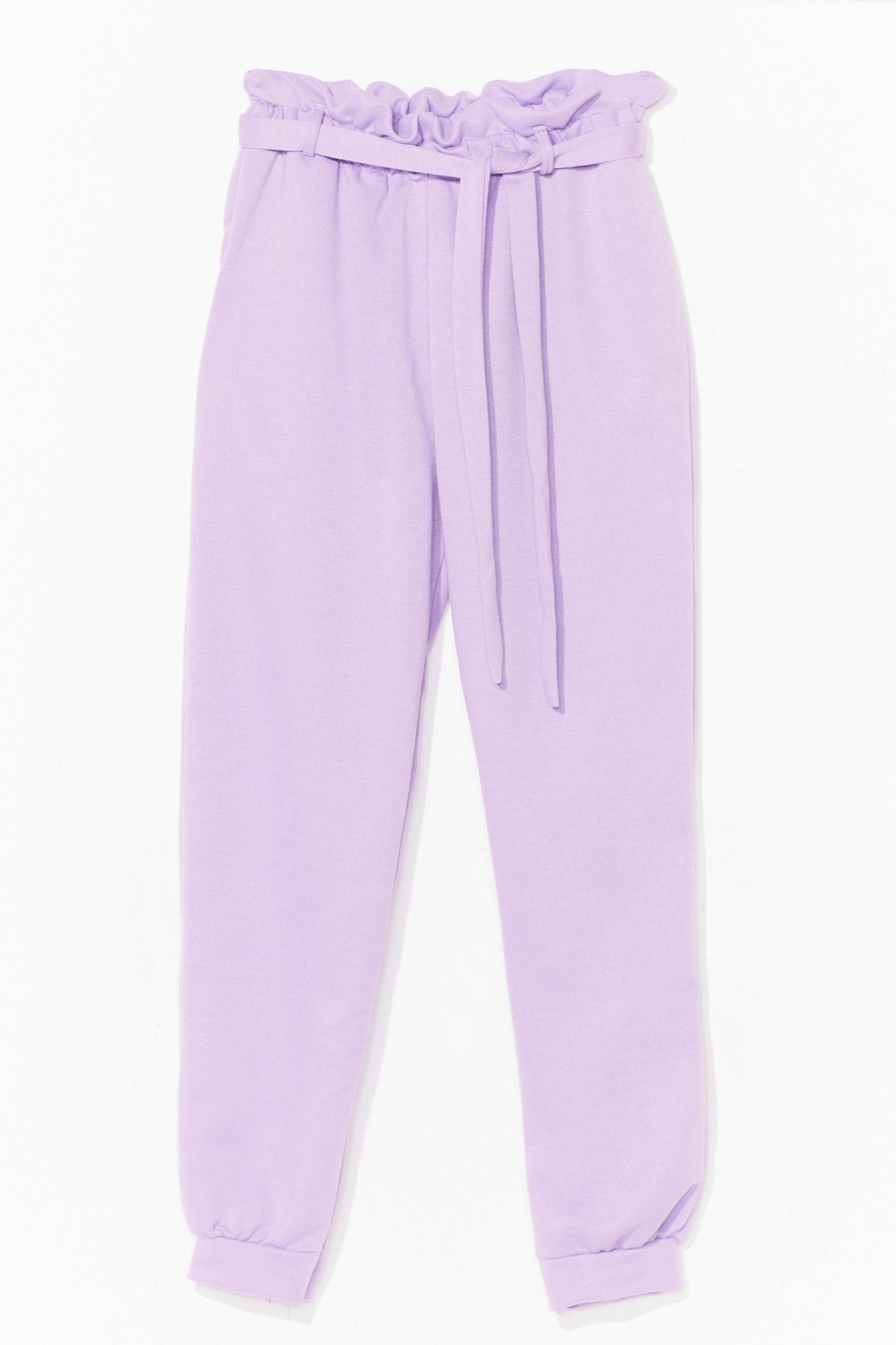 Womens Paperbag belted joggers - Lilac | NastyGal (US & CA)