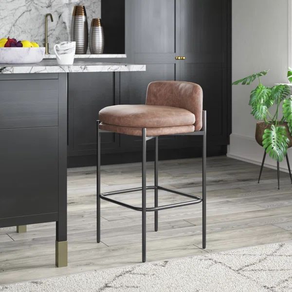 Sykesville Modern Mid-Back Counter Stool - Faux Leather | Wayfair North America
