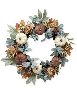 Martha Stewart Collection Sage & Pumpkins Collection Wreath, Created for Macy's  & Reviews - Arti... | Macys (US)