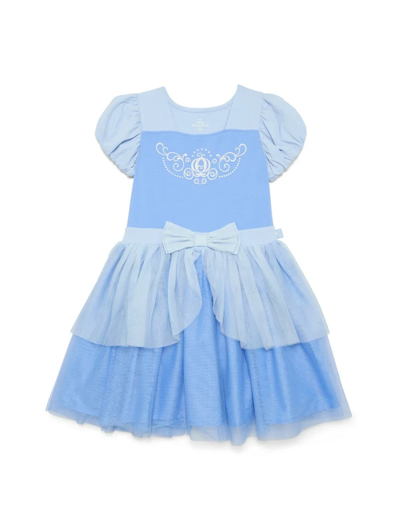 Disney Princess Girls Cinderella Cosplay Dress with Short Puff Sleeves, Sizes 4-12 | Walmart (US)