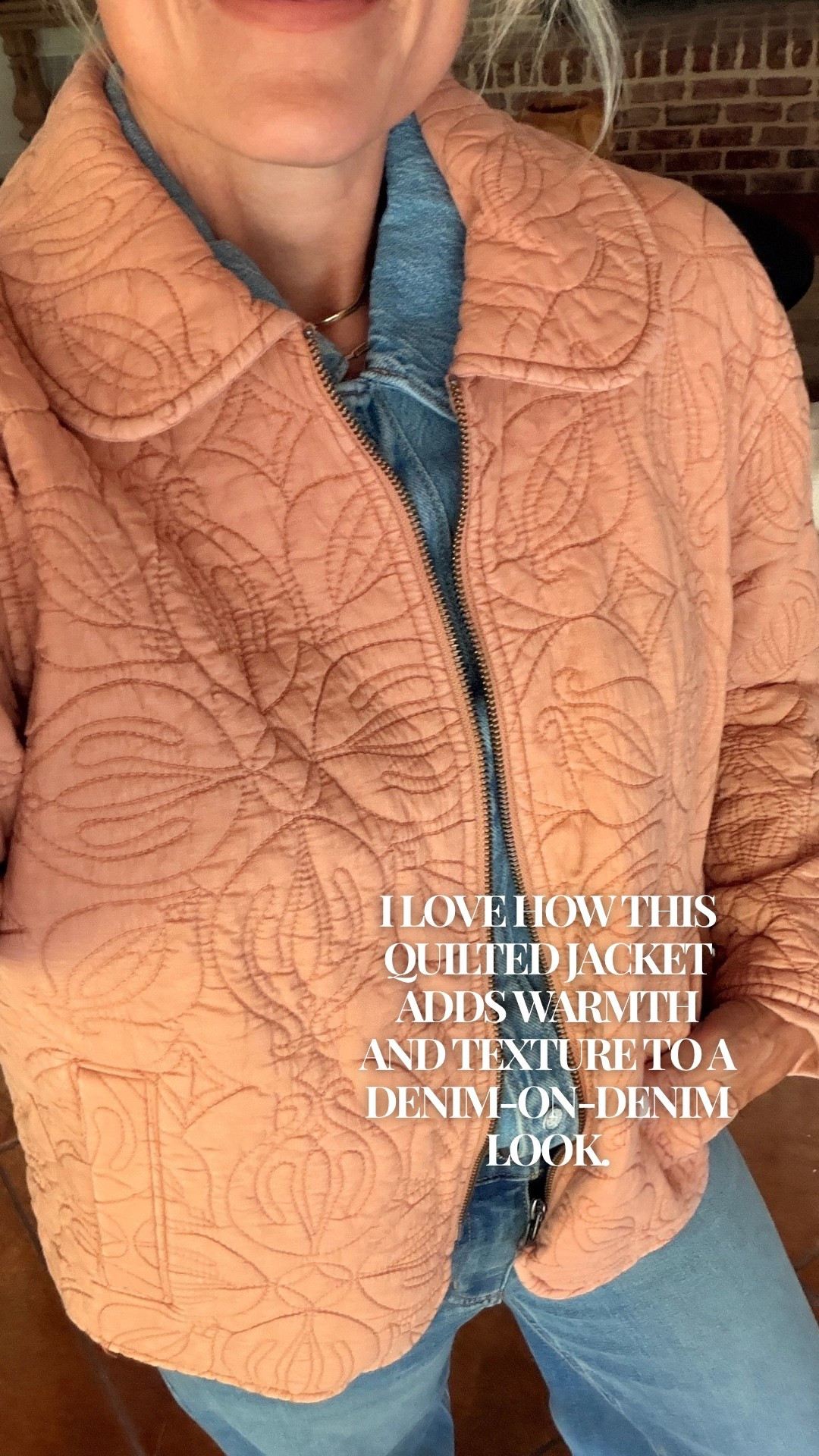When the weather starts getting cooler, I’m always looking for easy layers that add warmth without making an outfit feel complicated. I love how this quilted jacket adds texture and a soft pink color to a simple denim-on-denim look—it’s an easy fall layer you can wear with jeans, trousers, or casual pants.

#LTKootd #LTKdayinmylife #LTKOver40