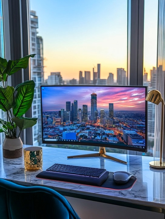 Create a sleek and inspiring work-from-home office with this elegant small home desk setup that blends functionality with modern luxury. A beautiful marble desk instantly elevates the space, offering a clean, timeless surface that works effortlessly in bedrooms, living rooms, or high-rise apartments. The ultra-wide slide-up screen creates a highly productive workstation, perfect for multitasking, creative work, and focused remote work sessions, while maintaining a minimalist and uncluttered look. A warm gold desk lamp adds both practical task lighting and a touch of glamour, balancing the cool tones of the marble with soft metallic warmth. Styled near a window with natural light and city views, this home office setup proves that even a compact desk can feel elevated, stylish, and intentionally designed for everyday productivity.

#HomeOfficeSetup #MarbleDesk #WorkFromHomeStyle 

 #LTKHome