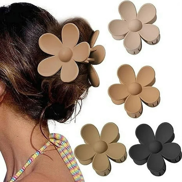Flower Cute Hair Claw Clips - 4Pcs Flower Hair Clip Nonslip Strong Hold Hair 3 Inch Matte Small F... | Walmart (US)