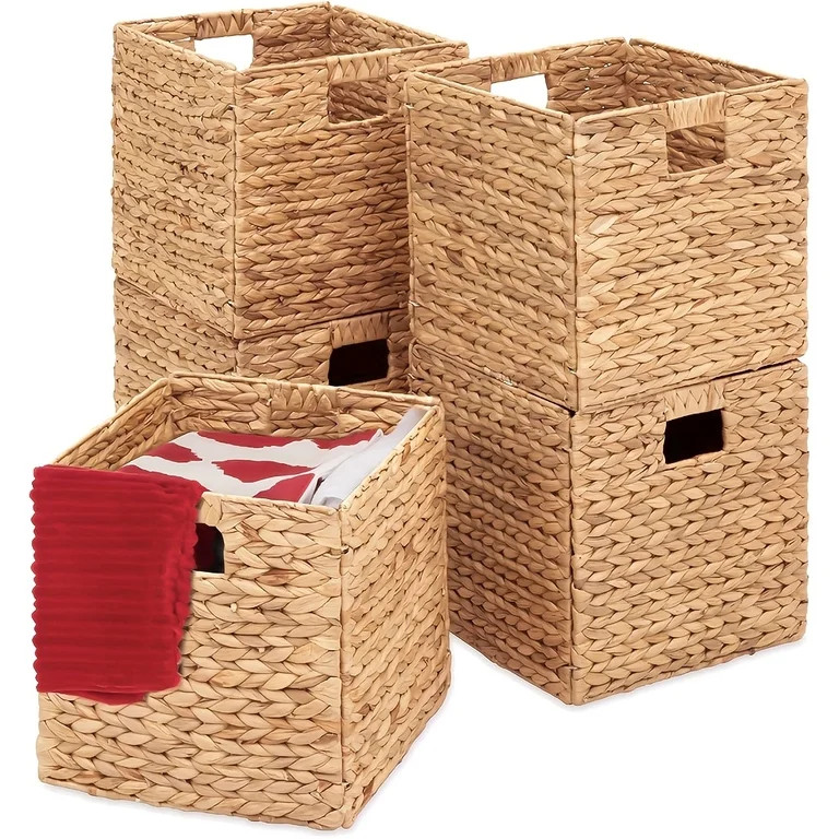 11in Storage Baskets Water Hyacinth For Shelves, Handwoven Storage Cubes, Laundry Basket, Cube Ba... | Walmart (US)