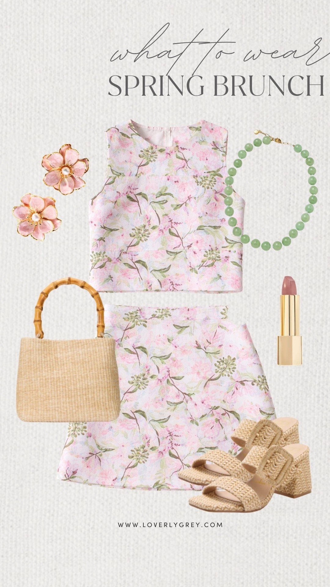 Loverly Grey, what to wear for a spring brunch! This matching two piece set is amazing must-have for the season! Pair it with a beaddd statement necklace, raffia purse, a heels to complete the look! Loverly Grey, what to wear, spring brunch

#LTKdayinmylife #LTKootd #LTKgrwm